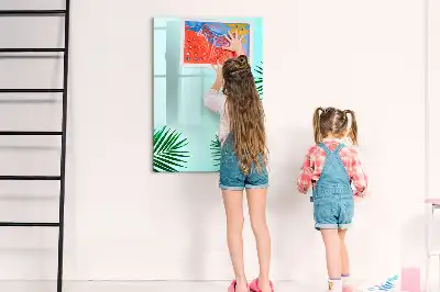 Magnetisk whiteboard med motiv af eksotiske blade
