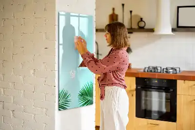 Magnetisk whiteboard med motiv af eksotiske blade