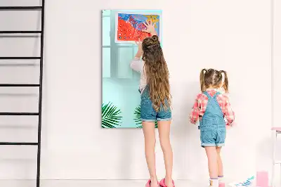 Magnetisk whiteboard med motiv af eksotiske blade