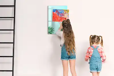 Magnetisk whiteboard med motiv af eksotiske blade