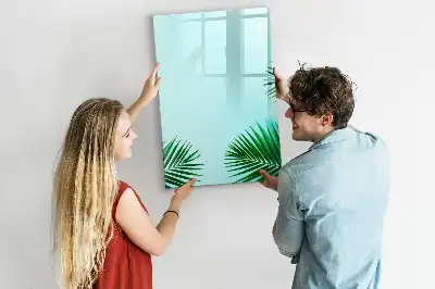 Magnetisk whiteboard med motiv af eksotiske blade