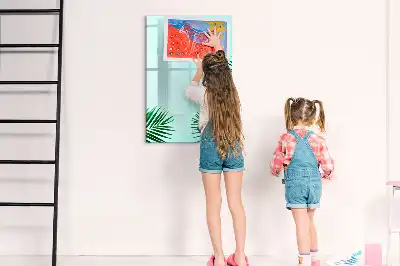 Magnetisk whiteboard med motiv af eksotiske blade