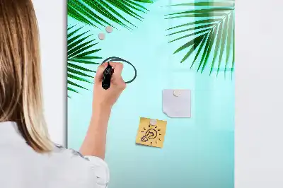 Magnetisk whiteboard til tør afstørring motiv med palmeblade