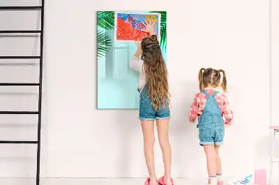 Magnetisk whiteboard til tør afstørring motiv med palmeblade