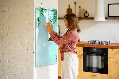 Magnetisk whiteboard til tør afstørring motiv med palmeblade