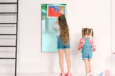 Magnetisk whiteboard til tør afstørring motiv med palmeblade