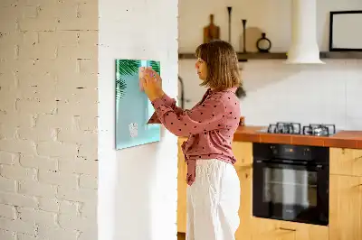 Magnetisk whiteboard til tør afstørring motiv med palmeblade