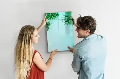 Magnetisk whiteboard til tør afstørring motiv med palmeblade
