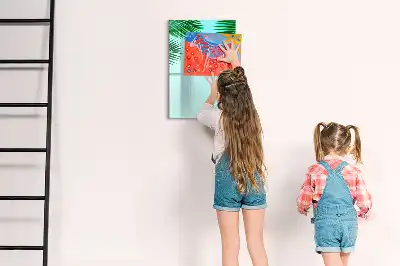 Magnetisk whiteboard til tør afstørring motiv med palmeblade