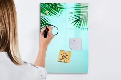 Magnetisk whiteboard til tør afstørring motiv med palmeblade