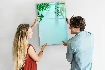 Magnetisk whiteboard til tør afstørring motiv med palmeblade