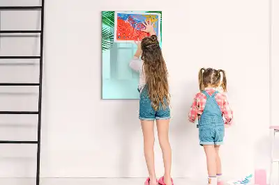 Magnetisk whiteboard til tør afstørring motiv med palmeblade