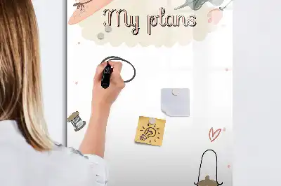 Magnetisk whiteboard med teksten Mine planer