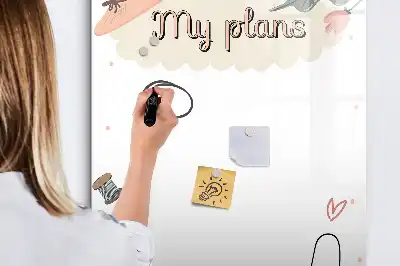 Magnetisk whiteboard med teksten Mine planer