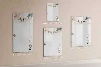 Magnetisk whiteboard med teksten Mine planer
