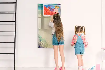 Magnetisk whiteboard med farverigt marmormønster