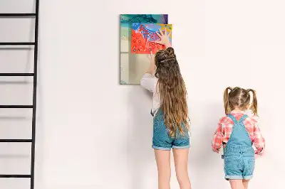 Magnetisk whiteboard med farverigt marmormønster