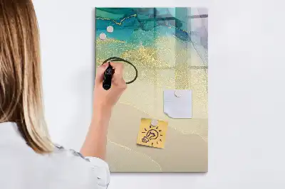 Magnetisk whiteboard med farverigt marmormønster