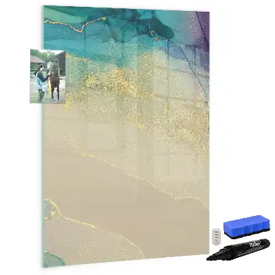 Magnetisk whiteboard med farverigt marmormønster