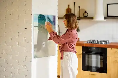 Magnetisk whiteboard med farverigt marmormønster