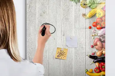 Grøntsager på træ magnetisk tavle med tørreslettefunktion