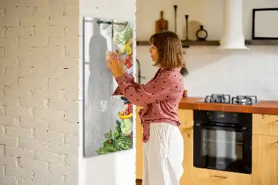 Grøntsager på træ magnetisk tavle med tørreslettefunktion