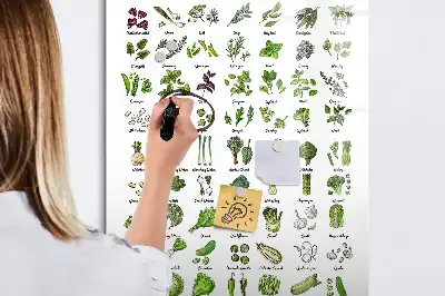 Magnetisk whiteboard med motiv af grønne grøntsager