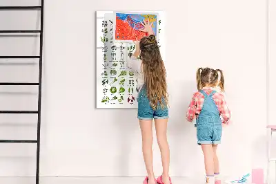 Magnetisk whiteboard med motiv af grønne grøntsager
