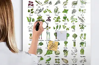 Magnetisk whiteboard med motiv af grønne grøntsager