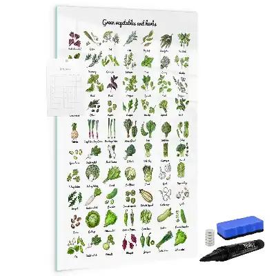 Magnetisk whiteboard med motiv af grønne grøntsager