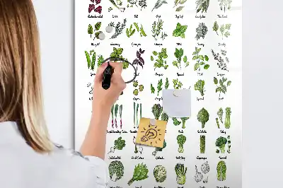 Magnetisk whiteboard med motiv af grønne grøntsager