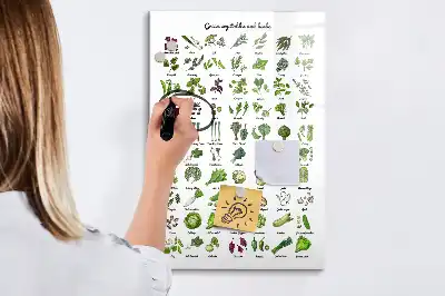 Magnetisk whiteboard med motiv af grønne grøntsager