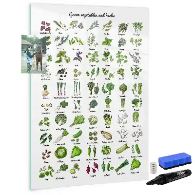 Magnetisk whiteboard med motiv af grønne grøntsager