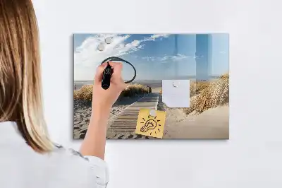 Magnetisk tegnetavle med motiv af udsigt til stranden