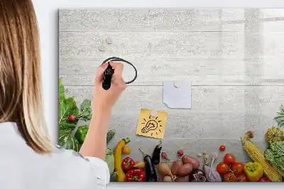 Magnetisk tegnetavle med motiv af grøntsager på bordet