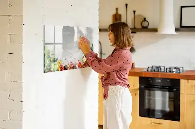 Magnetisk tegnetavle med motiv af grøntsager på bordet