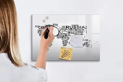 Magnetisk tegnetavle med motiver af kontinenter og bogstaver