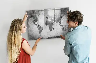 Magnetisk skrivetavle med verdenskort