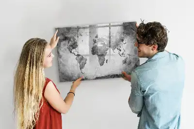 Magnetisk skrivetavle med verdenskort