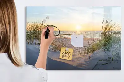 Magnetisk skrivetavle med motiv af solnedgang på stranden