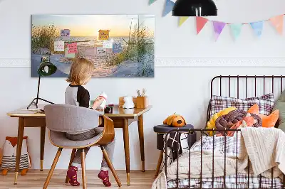 Magnetisk skrivetavle med motiv af solnedgang på stranden