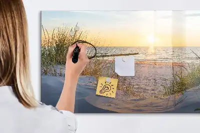 Magnetisk skrivetavle med motiv af solnedgang på stranden