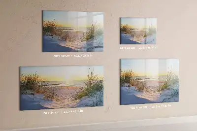 Magnetisk skrivetavle med motiv af solnedgang på stranden