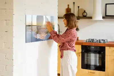 Magnetisk skrivetavle med motiv af solnedgang på stranden