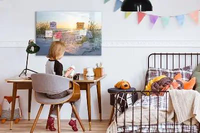Magnetisk skrivetavle med motiv af solnedgang på stranden