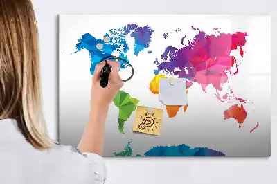 Magnetisk skrivetavle med motiv af abstrakt verdenskort