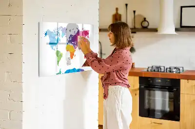 Magnetisk skrivetavle med motiv af abstrakt verdenskort