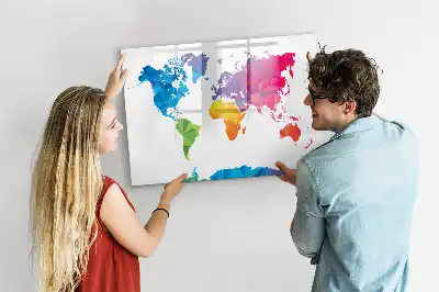 Magnetisk skrivetavle med motiv af abstrakt verdenskort