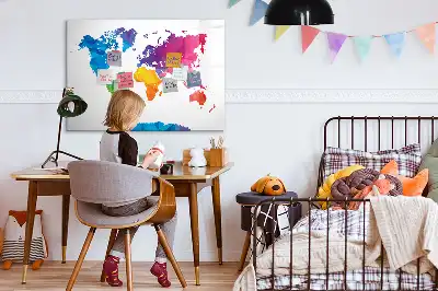 Magnetisk skrivetavle med motiv af abstrakt verdenskort