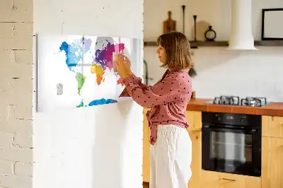 Magnetisk skrivetavle med motiv af abstrakt verdenskort